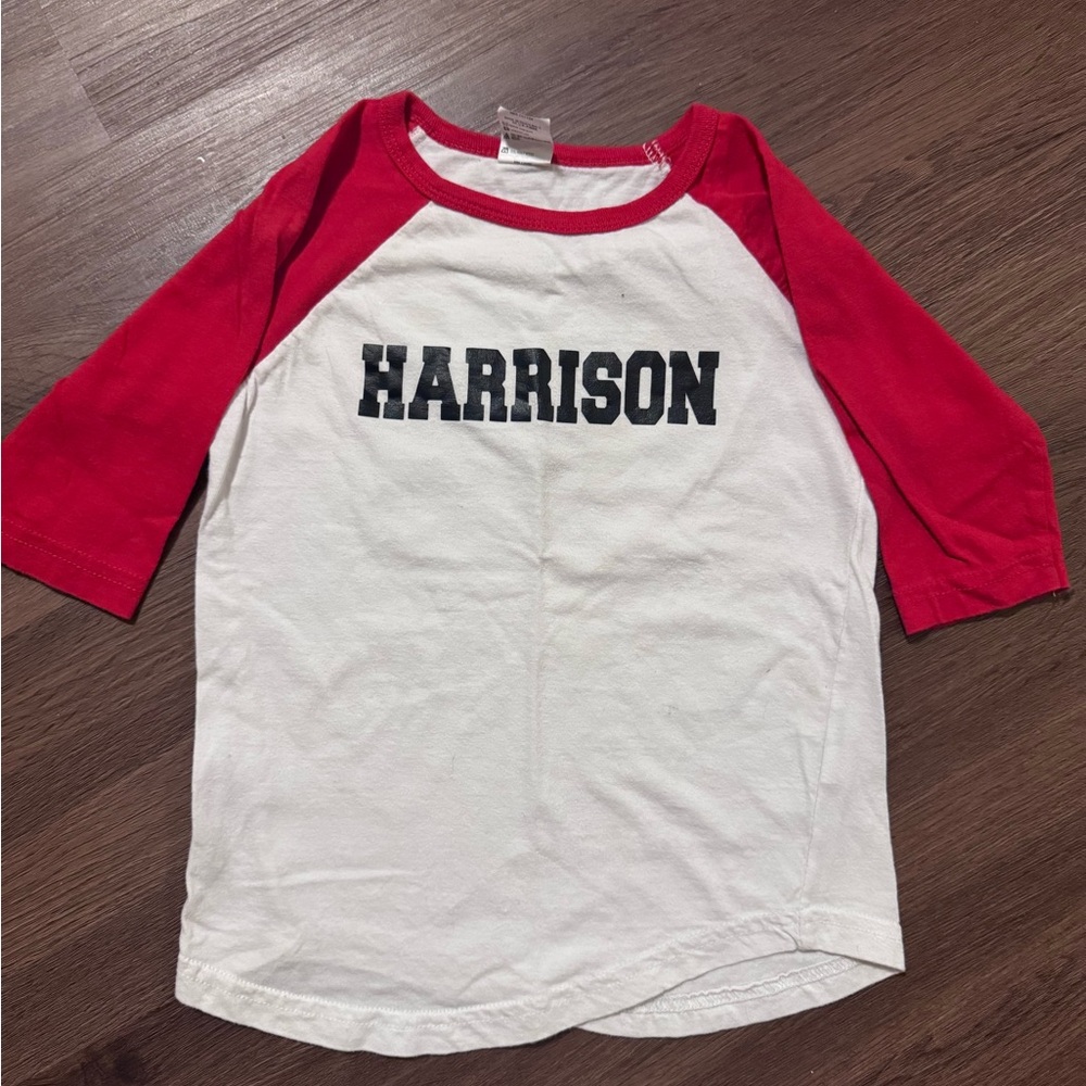 Harrison Red and White Raglan T-Shirt with #3 on back